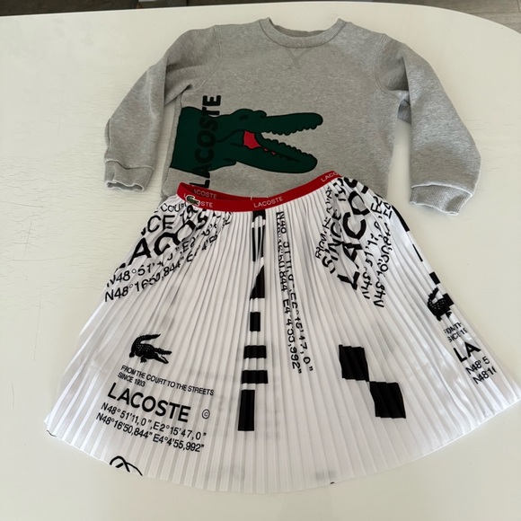 Lacoste Gray Sweatshirt with Crocodile Graphic and skirt size 6 - Picture 1 of 13